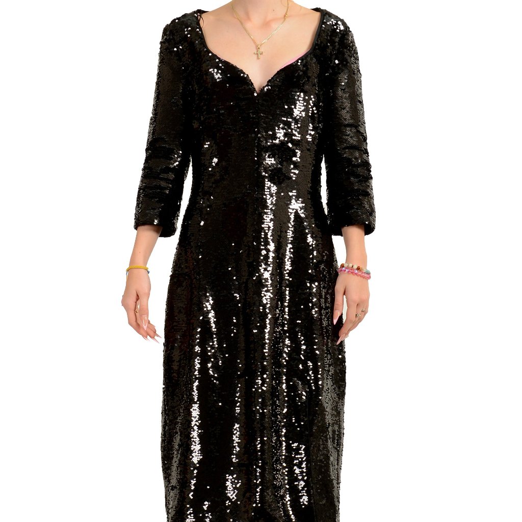 Hugo Boss Women's "Dihera" Black Sequin Embellished Dress Us 6 It 42